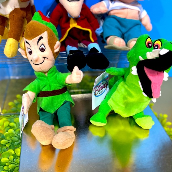 DISNEY EXCLUSIVE NWT VTG 90s PETER PAN RETIRED BEAN BAG PLUSH COMPLETE SET OF 5 - Picture 2 of 16